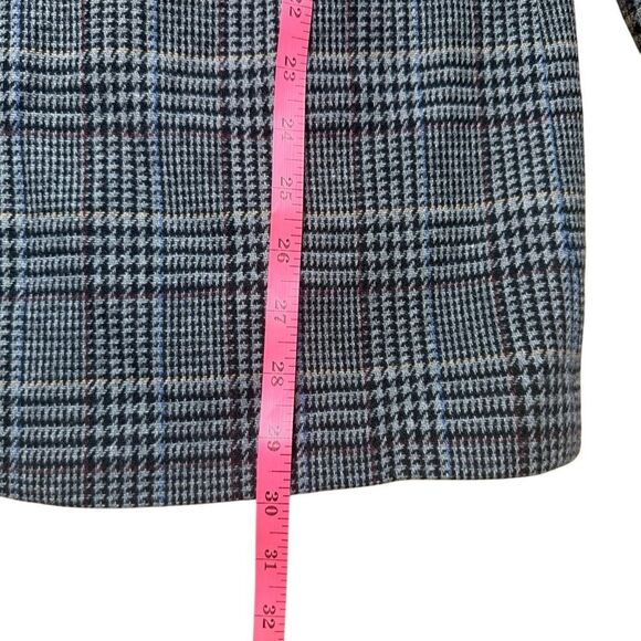 90s Vintage Oversized Gray and Blue Wool blend Plaid Blazer Sag Harbor Size 12 - Picture 7 of 7